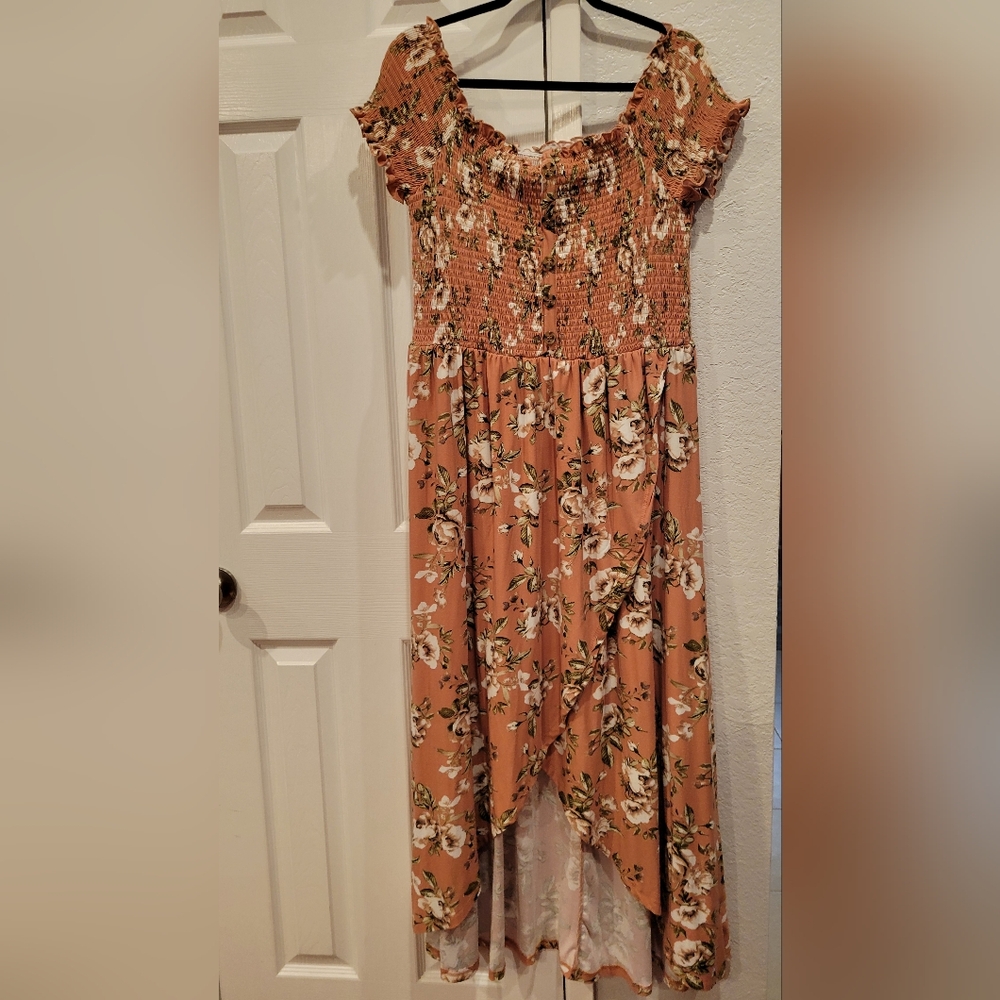 J for Justify Floral High Low Dress - Peach and White